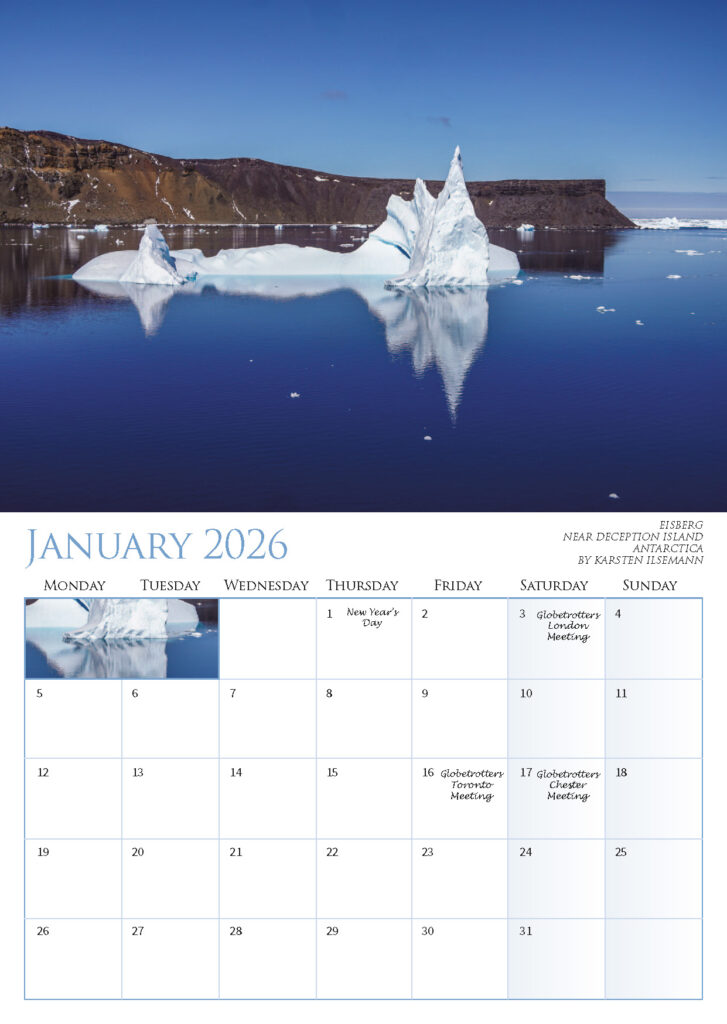 January 2026 – Eisberg near Deception Island, Antarctica, by Karsten Ilsemann.